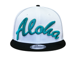 Load image into Gallery viewer, ALOHA SNAPBACK - WHITE TRUCKER / BLACK / TEAL
