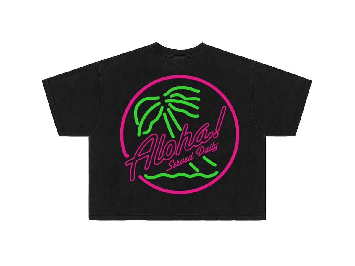 BRIGANTE WOMENS TEE - OFF BLACK / LIME - PINK