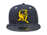 Load image into Gallery viewer, FITTED + PAIEA PROJECTS KAMEHAMEHA SNAPBACK - DENIM / WHITE TRUCKER
