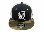 Load image into Gallery viewer, KAMEHAMEHA SNAPBACK - NAVY / WHITE TRUCKER / WOODLAND CAMO

