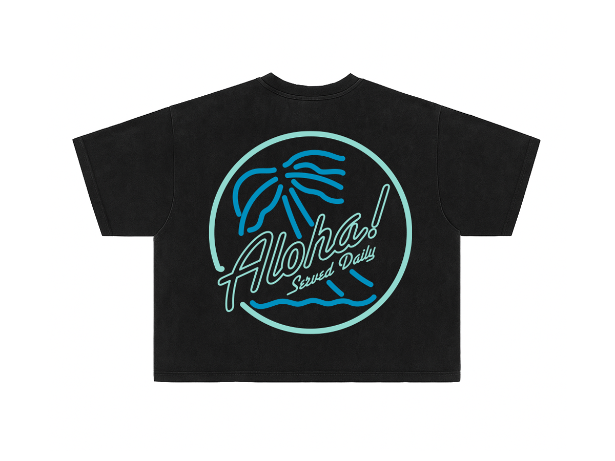 BRIGANTE CROP TEE - BLACK / BLUE